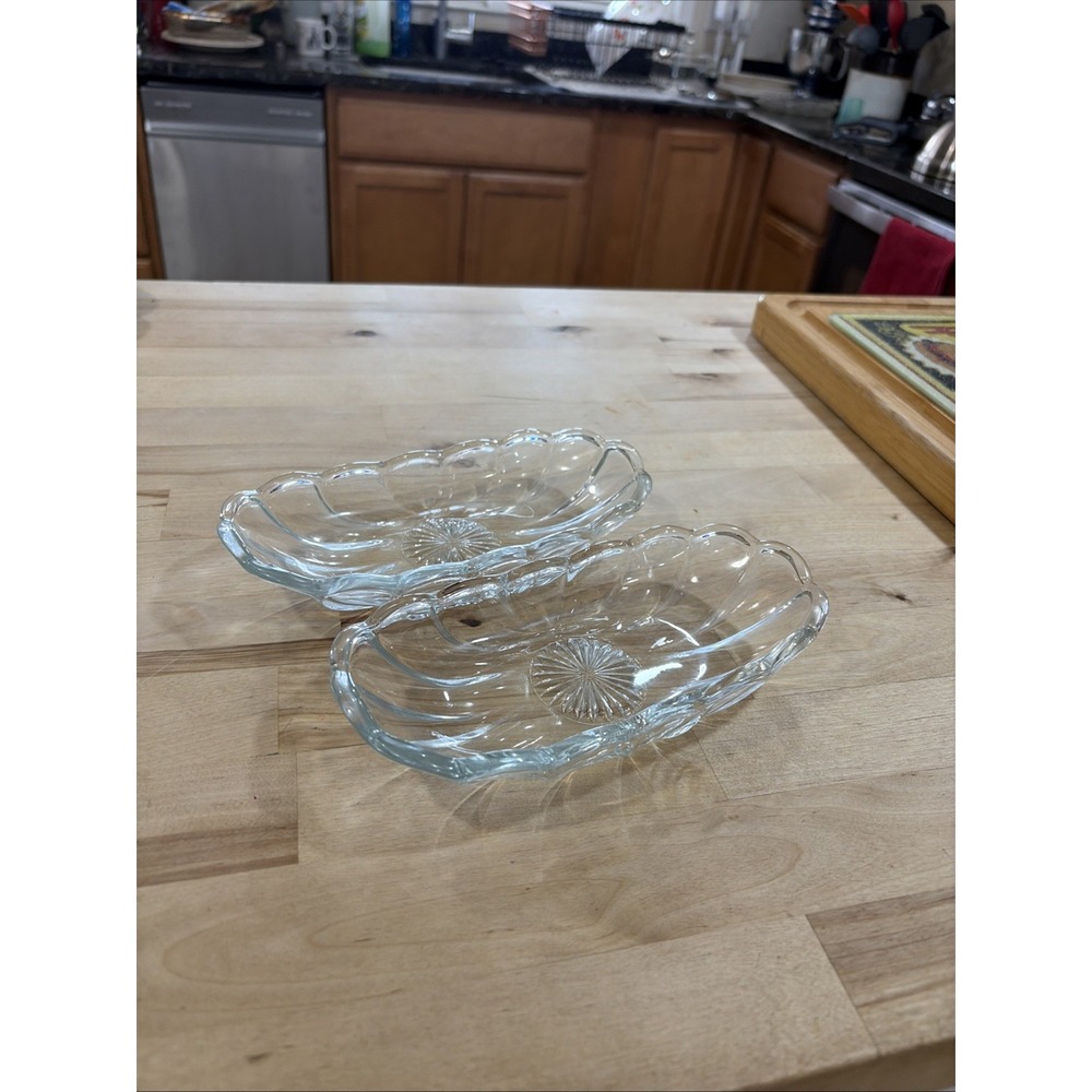 Anchor Hocking Banana Split Dish Soda Fountain Ice Cream Lot of 2 Vintage Clear